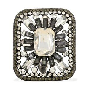 Beautiful Austrian Crystal Skyline Vintage Brooch in Silvertone Large Size